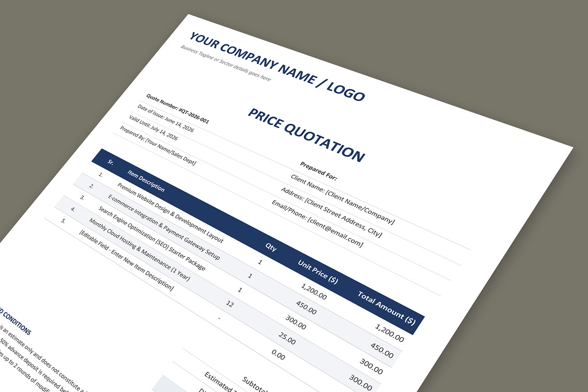 Professional Invoice & Quotation, a Stationery Template by Anjum Ilyas (Photo 3 of 4)