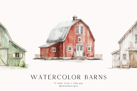 Watercolor Barns