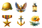 Yellow Veterans Day Clipart, a Graphic by CitraGraphics (Thumbnail 4 of 4)