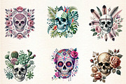 Skull Floral Sublimation Clipart Bun, an Illustration by DreamArtGraphic (Thumbnail 3 of 5)