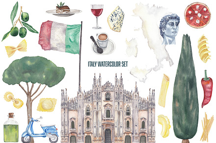 Italy watercolor set