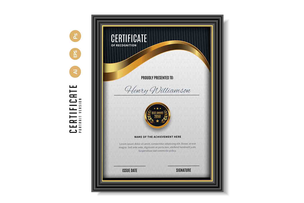361. Modern Certificate Template, a Stationery Template by CreativeRezwan (Photo 3 of 3)