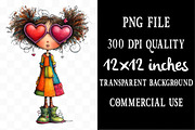 Valentine Cute Quirky Girl Clipart, an Illustration by Designking (Thumbnail 4 of 5)