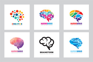 Human Brain Vector Logo - Mind Sign