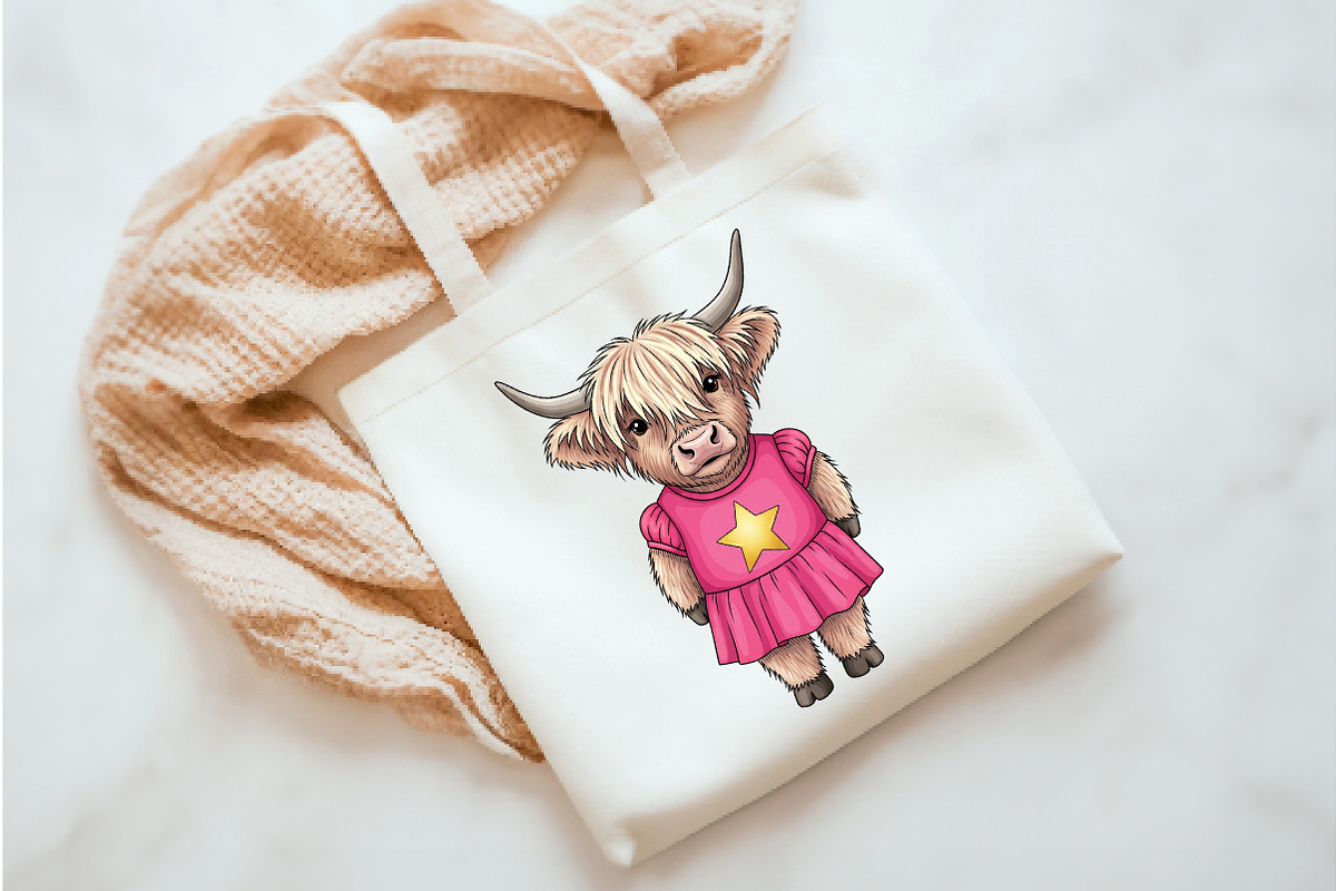 Cute Highland Cow PNG, an Illustration by Watercolor design (Photo 2 of 3)