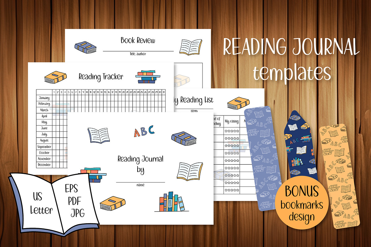 Reading Journal Print Templates, a Stationery Template by AnnaViolet_store (Photo 1 of 6)