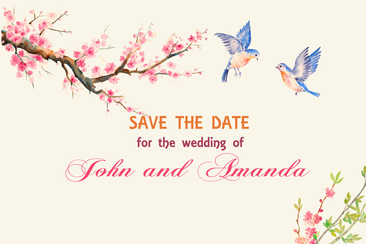 wedding clipart cherry blue birds preview 2