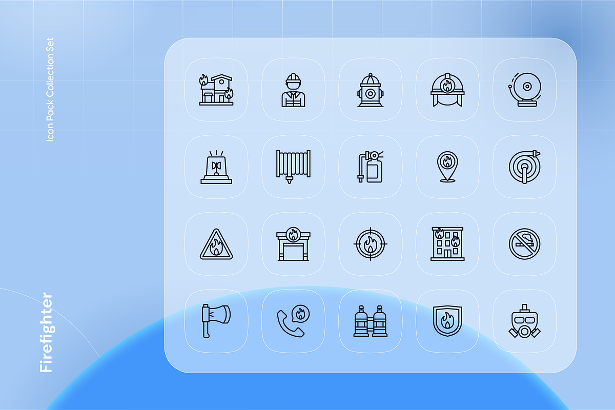 Firefighter Icon Set, an Outline Icon by Nathaya Studio (Photo 2 of 2)