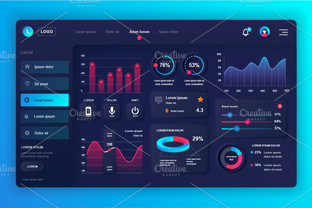 Neumorphic UI Dashboard Admin Panel, a Templates & Theme by alexdndz (Photo 11 of 21)