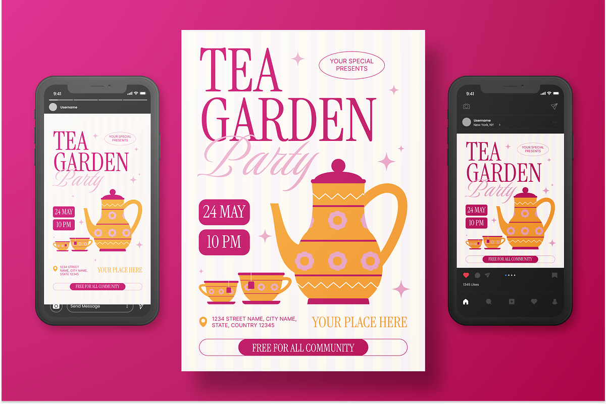 Tea Party Flyer Set, a Flyer Template by Annora Studio (Photo 4 of 6)