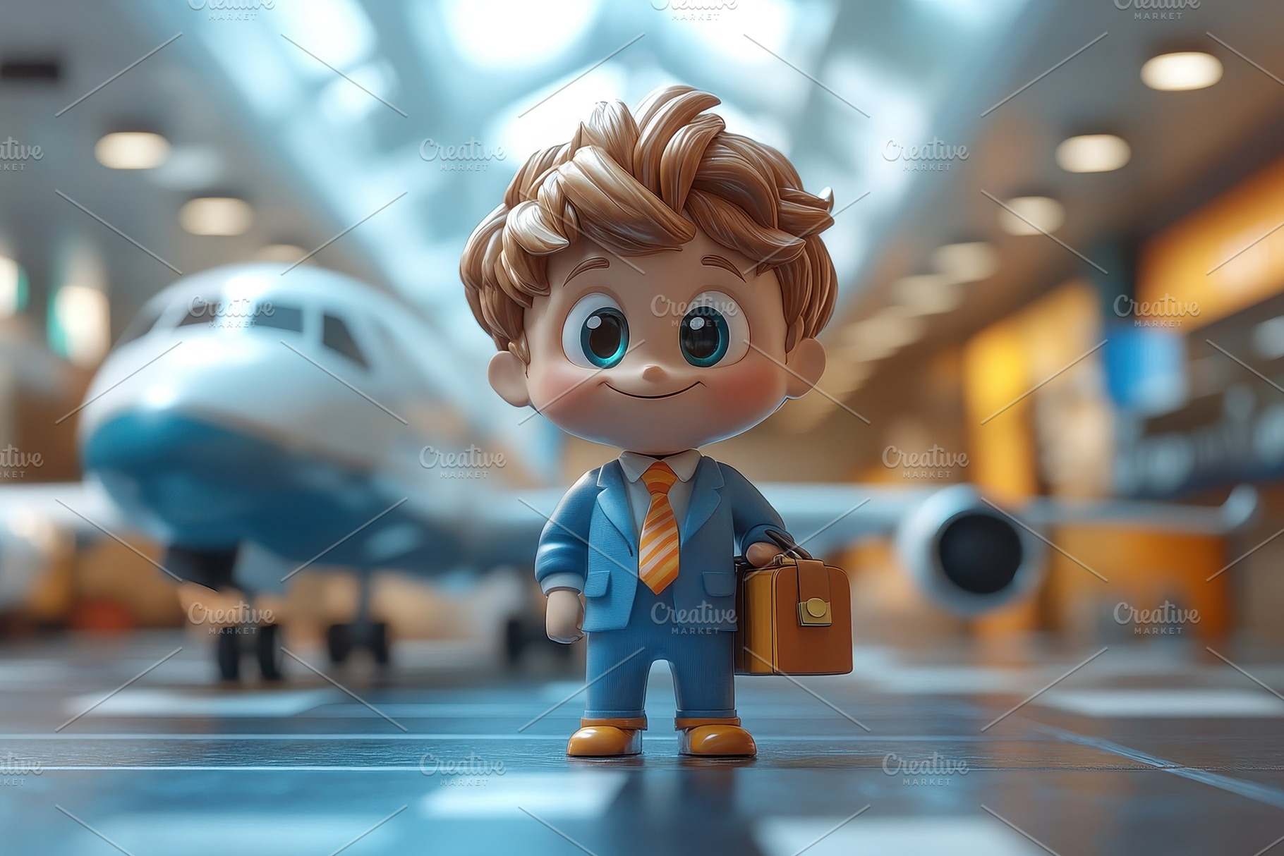 Toy figure of a boy in a suit holdin, a Photo by Tanuart