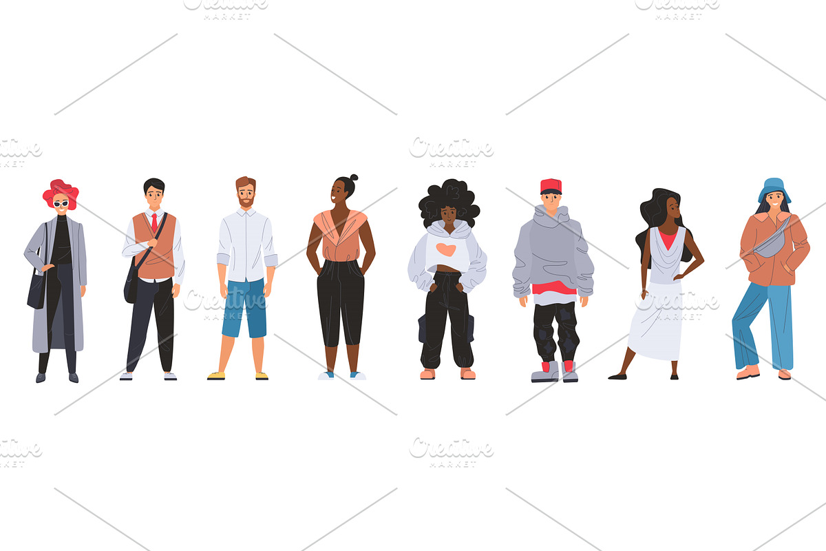 Diverse people street clothes, a Person Illustration by Lemberg Vector