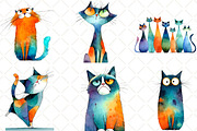 Whimsical Cat Clipart, an Illustration by Black Bird Studio (Thumbnail 2 of 6)