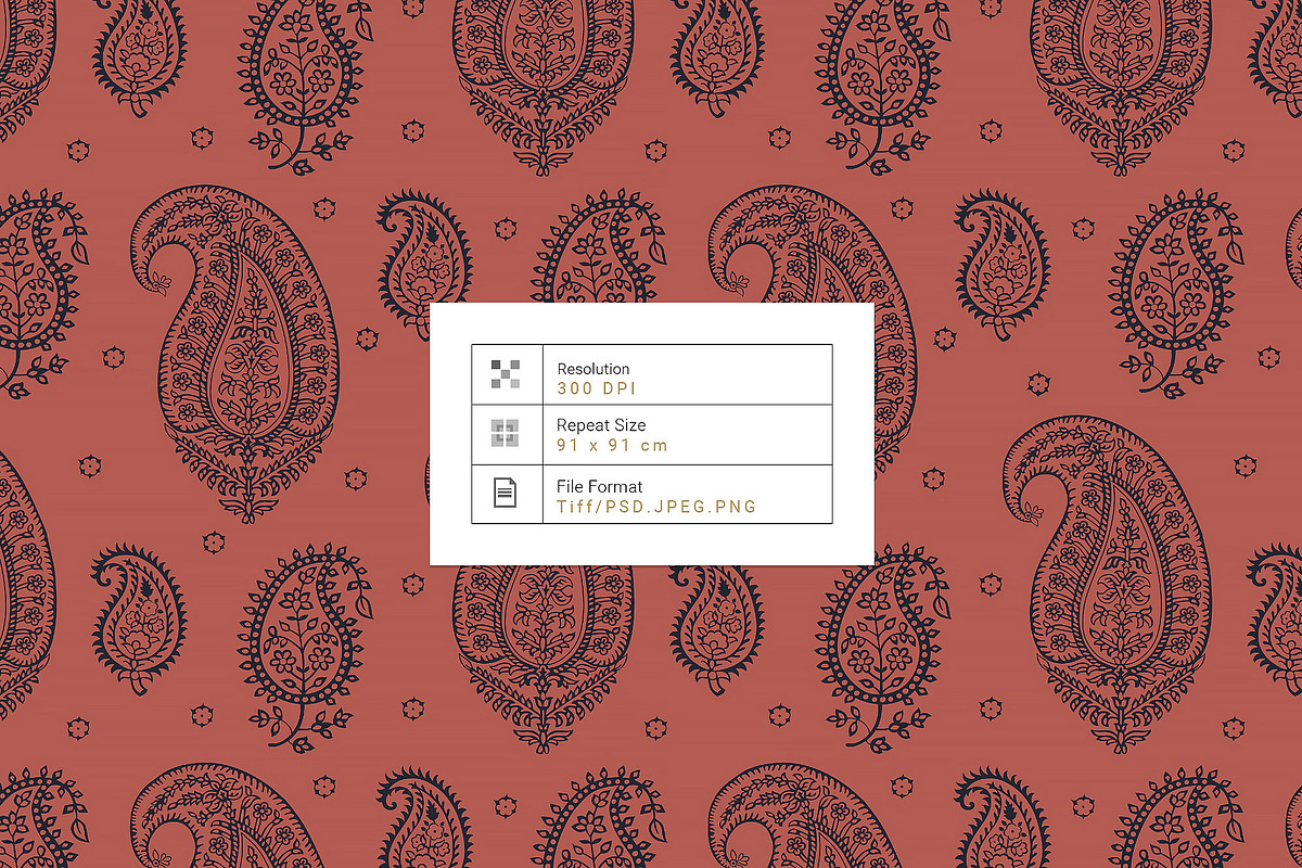 Vintage Block Prints Paisley & Motif, a Pattern Graphic by TSTUDIO (Photo 2 of 10)