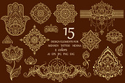 Elements in Mehndi style, a Decorative Illustration by Katika Shop (Thumbnail 2 of 2)