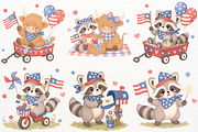 4th of July Clipart Patriotic Animal, an Animal Illustration by SugarCloudStudioArt (Thumbnail 3 of 7)