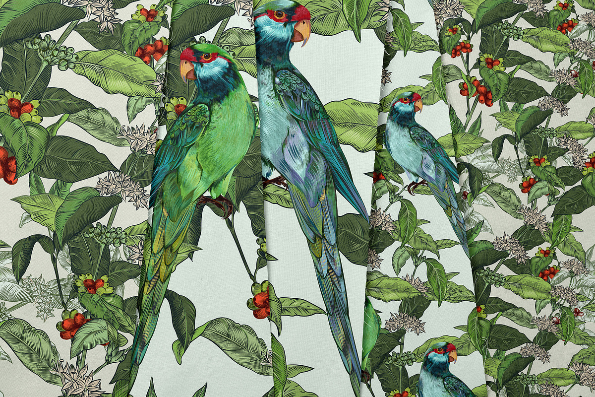 Rainforest jungle pattern parrots, a Wallpaper Graphic by FleurArt (Photo 9 of 10)