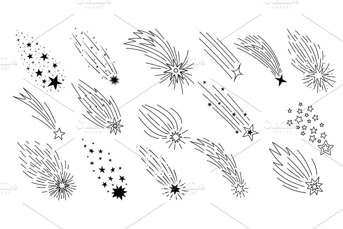 Doodle shooting stars, fireworks, a Decorative Illustration by Buch&Bee