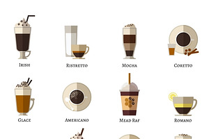 I Love Coffee Sign And Icons