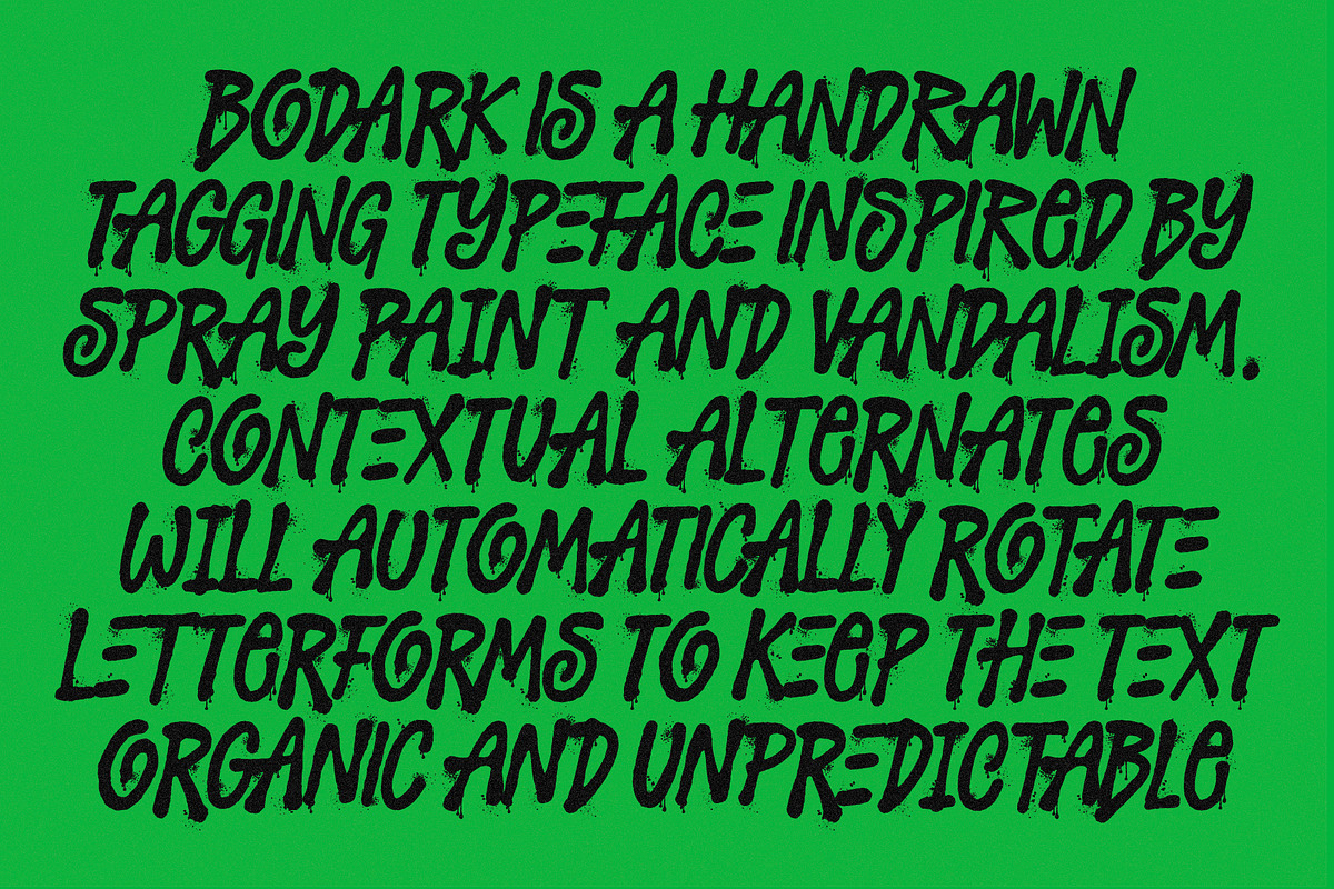 Bodark – Hand Drawn Tagging Font, a Handwritten Font by The Native Saint Club (Photo 4 of 16)