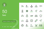 50 Sea Green & Black Icons, an Icon by IconBunny (Thumbnail 1 of 2)