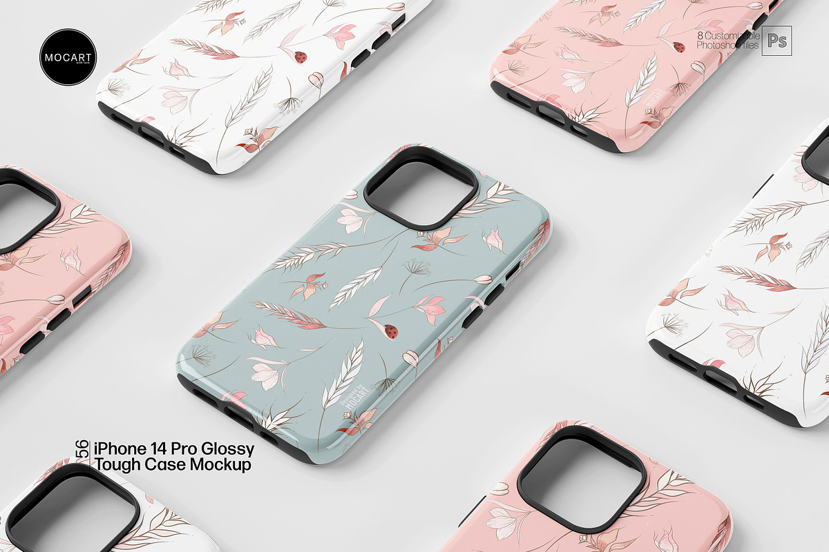 iPhone 14 Pro Glossy Case Mockup Set, an iPhone Mockup by Mocart (Photo 1 of 11)