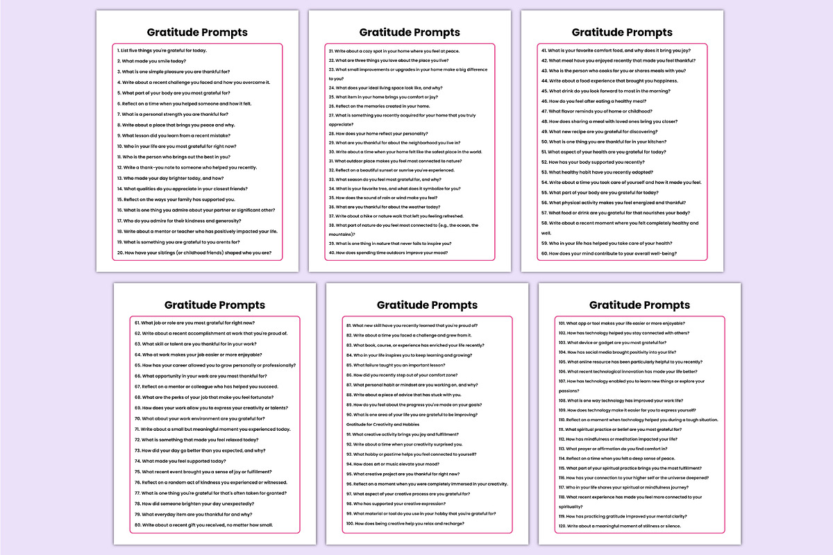 350+ Gratitude Journal Prompts Canva, a Stationery Template by Shumaya (Photo 2 of 6)