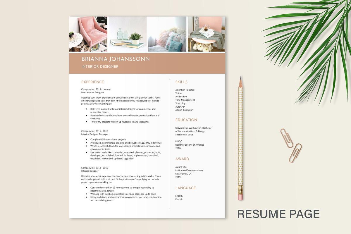 Interior Design Resume Portfolio, a Resume Template by Stanin Studio