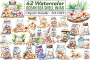 Watercolor Ocean Sea Shell In jar, an Illustration by DreamCafeArt (Thumbnail 1 of 5)