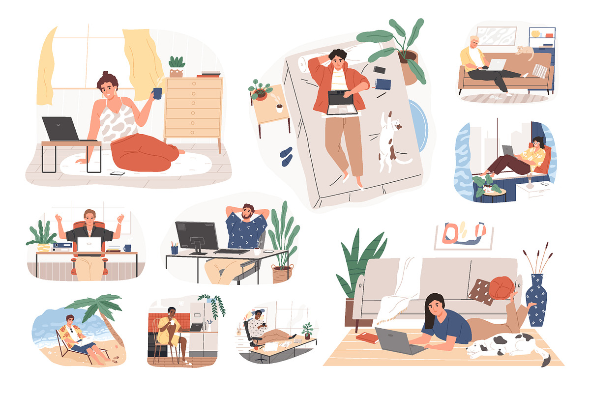 Remote and freelance relaxed work, a Person Illustration by Good Studio (Photo 1 of 10)