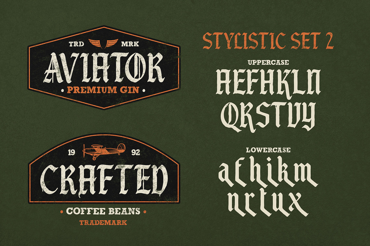 Black Jet Plane Typeface, a Blackletter Font by alit design (Photo 11 of 17)