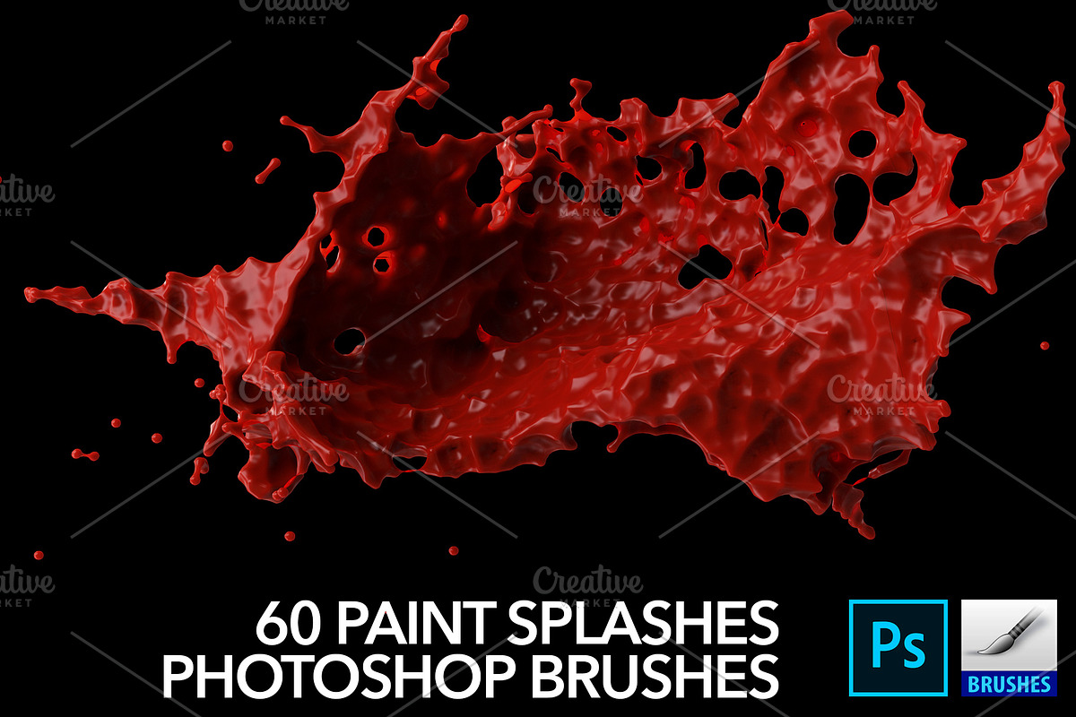 60 Paint Splash Brushes for PS, a Brush Add-On by Creative Graphics (Photo 4 of 10)