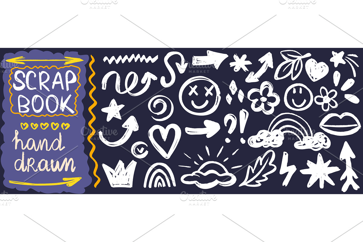 Hand drawn doodle set of simple kids, an Object Illustration by Tati_Kli