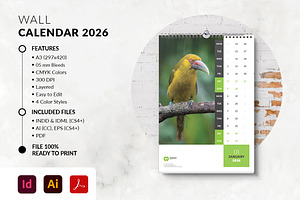 A3 Calendar 2026 Printable, a Stationery Template by MstArtwork