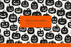 Halloween Seamless Pattern Set, a Pattern Graphic by Curly_Pat