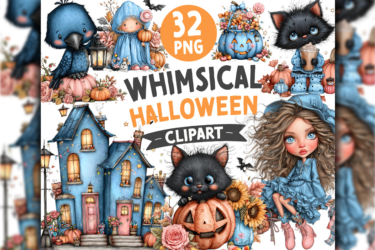 Whimsical Halloween Clipart, a Seasonal Illustration by OK Design (Photo 1 of 6)