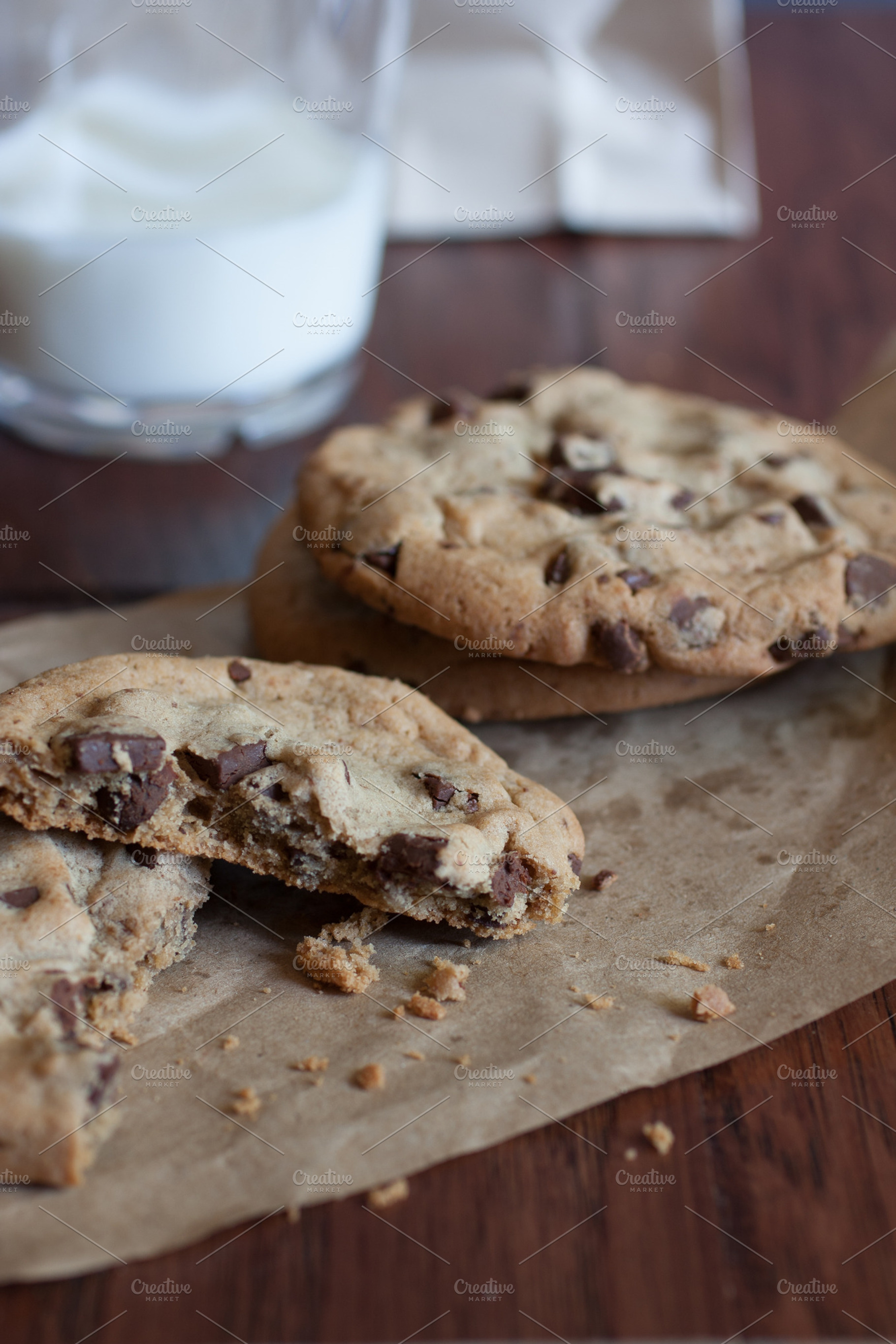 Chocolate chunk cookies featuring baked, brown, and chip, a Food & Drink Photo by Southern Light