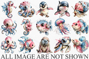Whimsical Sea Animals Clipart Bundle, a Seasonal Illustration by Canvas Craft (Thumbnail 4 of 6)