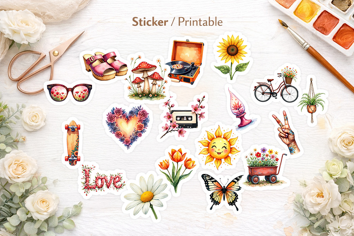 70s Retro Floral Sublimation PNG, an Illustration by Artnoy (Photo 7 of 8)