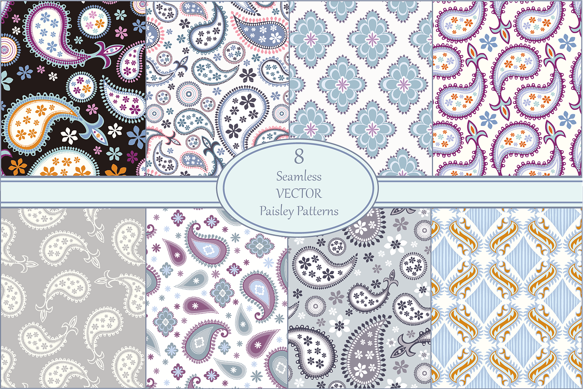 Seamless Paisley Patterns Vector, a Pattern Graphic by Studio Indigo (Photo 1 of 9)