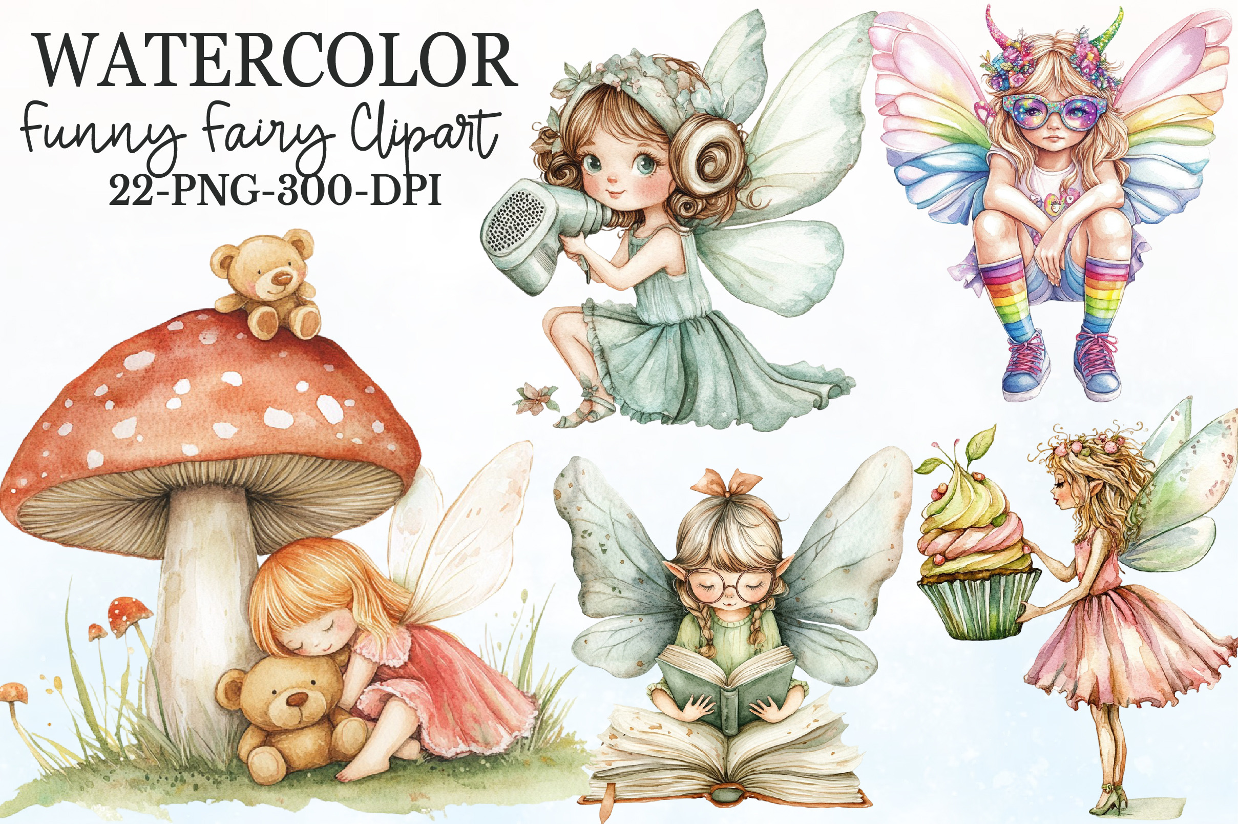 Quirky Funny Fairy Clipart, a Seasonal Illustration by Rose Art