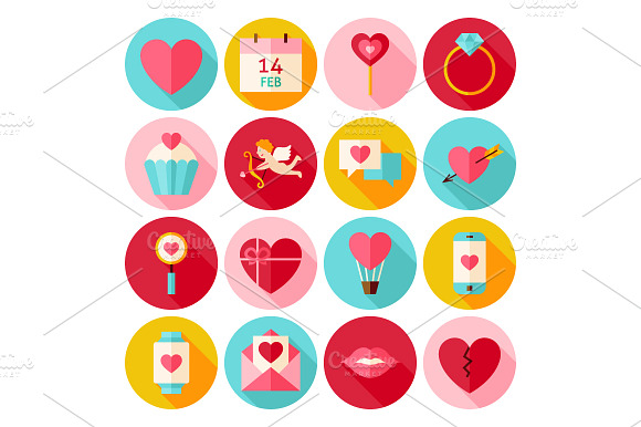 Valentine Day Vector Flat Icons preview 4