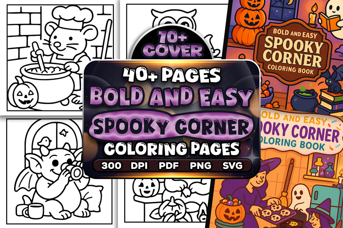 Bold Easy Spooky Corner Pages Bundle, a Seasonal Illustration by Craftsbeefy (Photo 1 of 4)