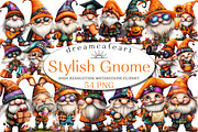 Stylish Gnome Clipart, an Illustration by DreamCafeArt (Thumbnail 1 of 8)
