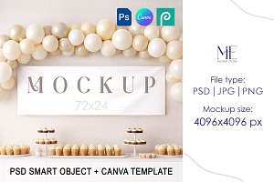 Party Banner Mockup Wall Tapestry