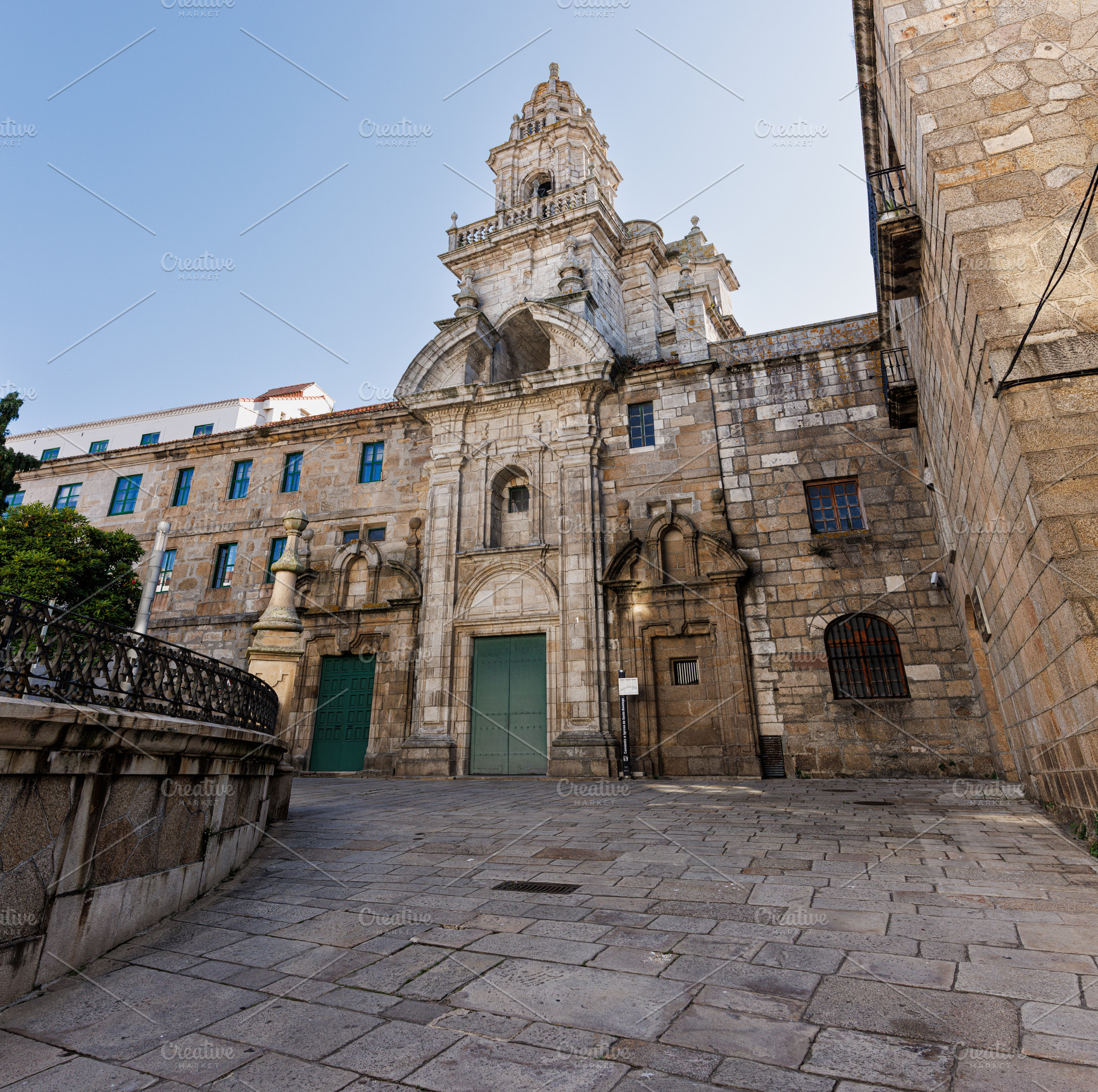 Baroque and Neoclassical Facade of Santo Domingo Church in A Cor, an Architecture Photo by Bepslabor