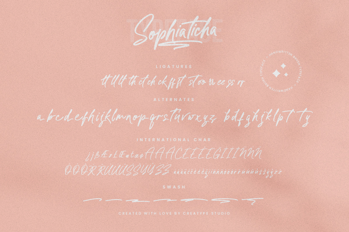 Sophiaticha Handwritten Brush, a Script Font by Creatype Studio (Photo 9 of 9)