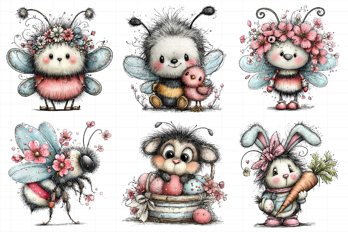 Whimsical Easter Bee Clipart, an Illustration by Daily.Designs (Photo 6 of 8)