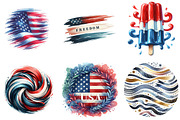 4th of July Brushstroke Clipart, an Illustration by DreamArtGraphic (Thumbnail 2 of 4)