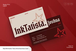 Red Tatto Artist Business Card, a Business Card Template by Annora Studio